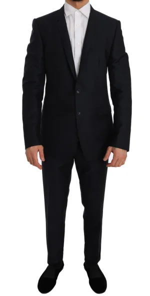 Blue Wool Silk GOLD Slim Fit Blazer Suit