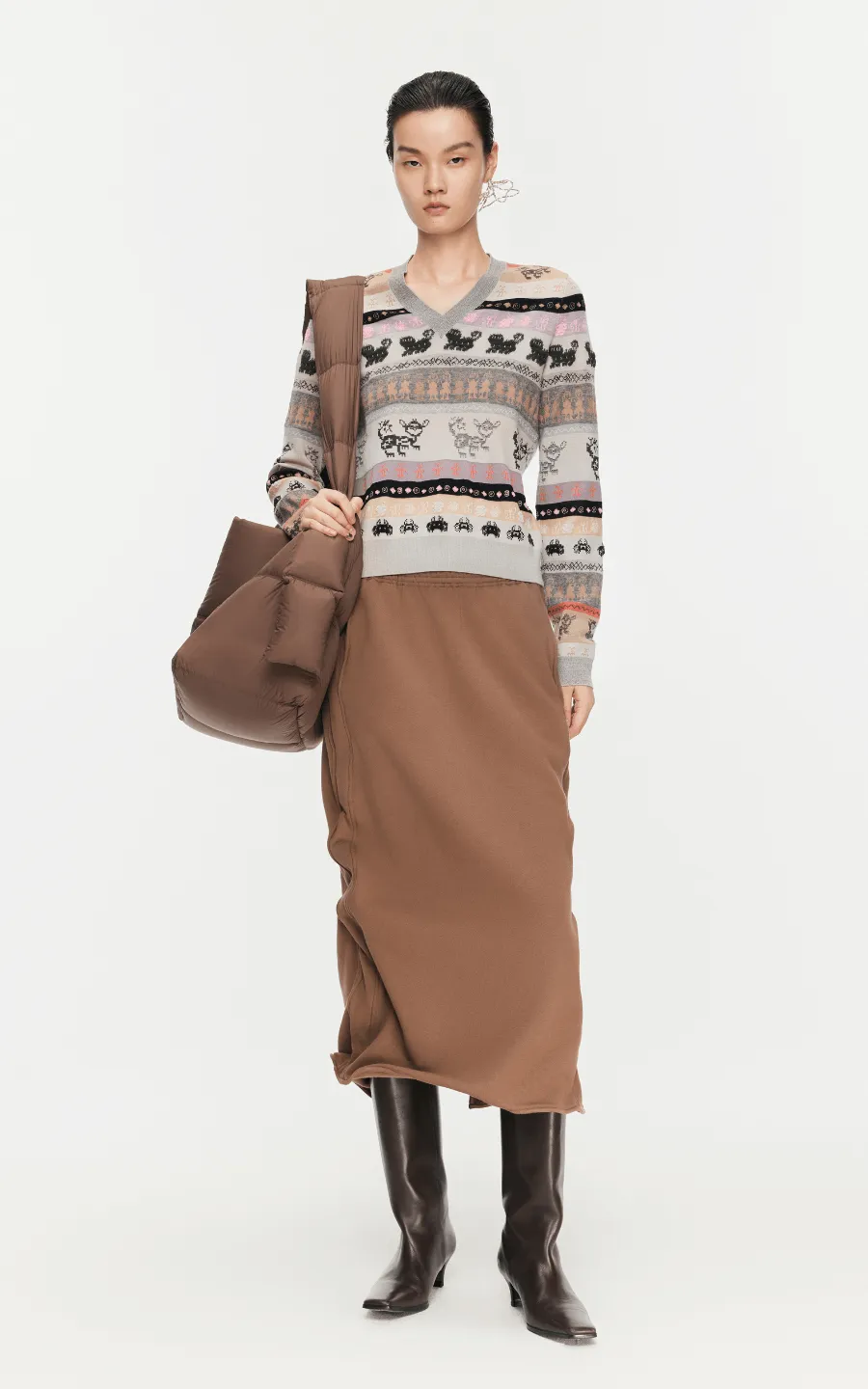Sweater / JNBY Intarsia-Knitted V-Neck Jumper